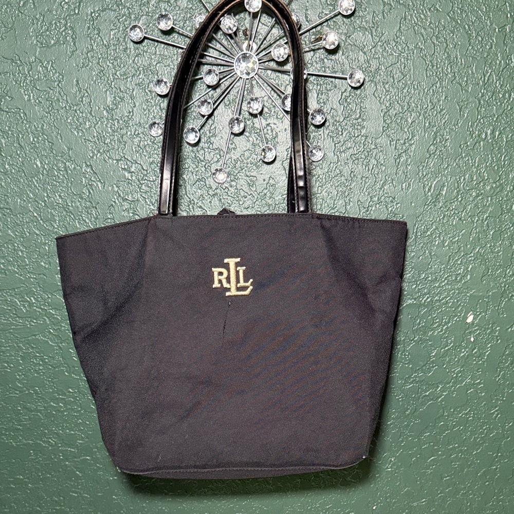 Vintage Ralph Lauren Black Canvas Purse Tote Women's Handbag